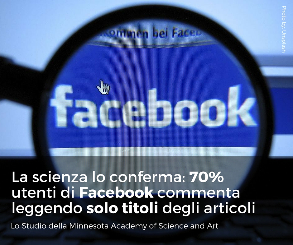 Nuovo studio conferma- il 70% degli utenti su Facebook commenta i titoli degli articoli
